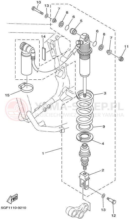 Schemat "zawieszenie tył" do Yamaha TTR250 TTR250N/TTR250NC