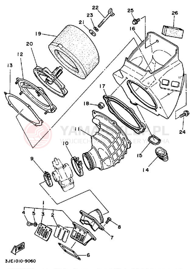 Schemat "Filtr powietrza" do Yamaha YZ250WRW