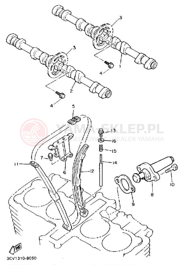 Schemat "Rozrząd - łańcuszek" do Yamaha FJ1200A/FJ1200AC