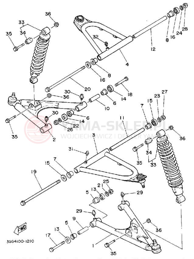 Schemat "Koło przód" do Yamaha YFZ350D