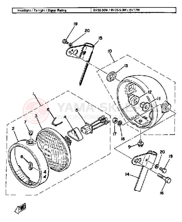 Schemat "Lampa przód" do Yamaha GT80G