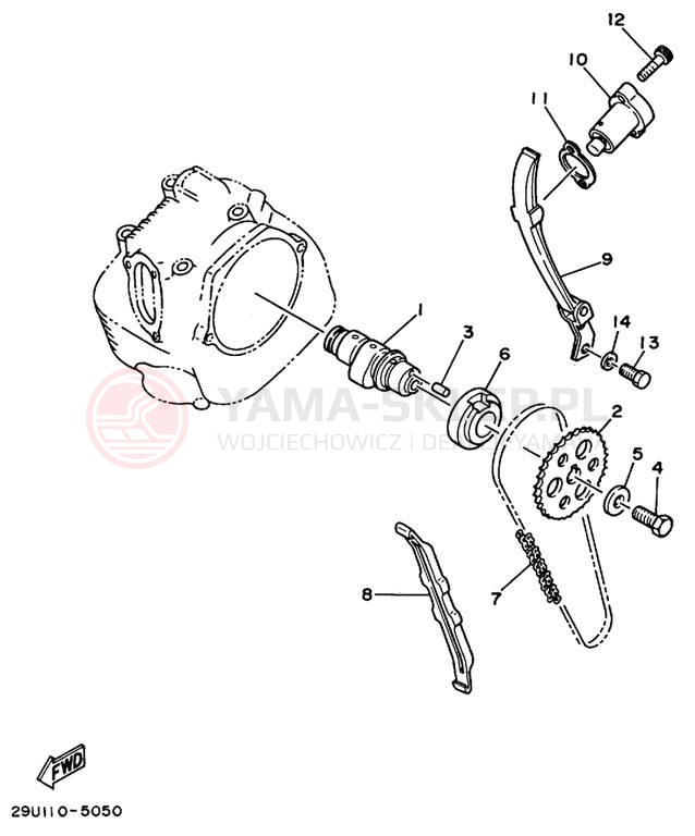 Schemat "Rozrząd - łańcuszek" do Yamaha TIMBERWOLF 2WD YFB250G