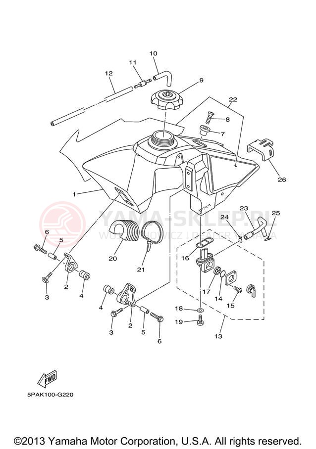 Schemat "zbiornik paliwa" do Yamaha YZ85 YZ85X
