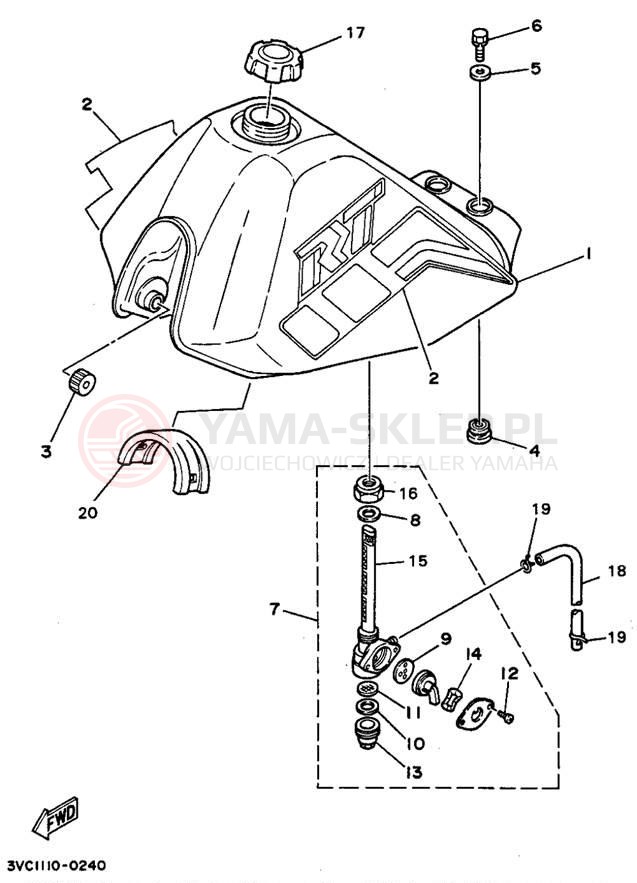 Schemat "zbiornik paliwa" do Yamaha RT180A