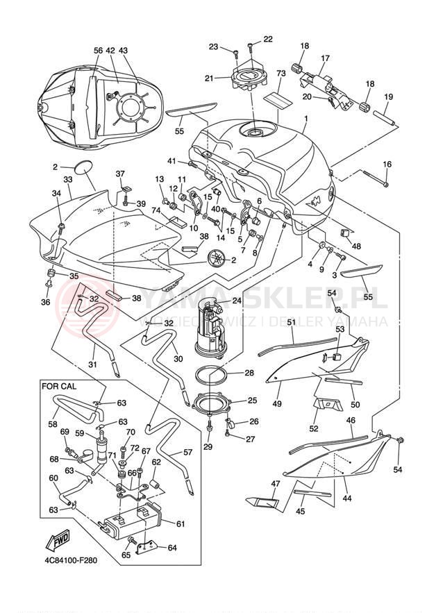 Schemat "zbiornik paliwa" do Yamaha R1 YZFR1W/YZFR1WC