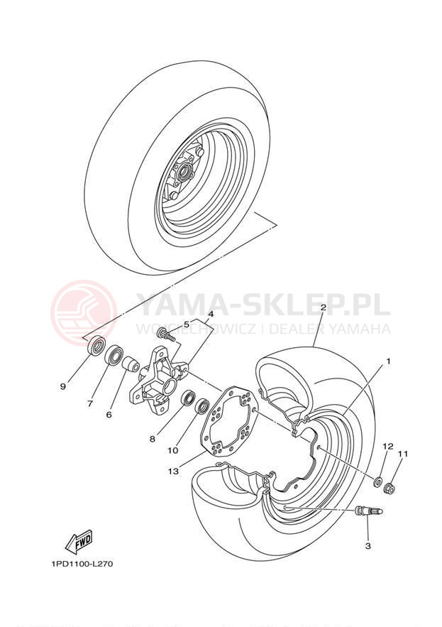 Schemat "Koło przód" do Yamaha YFZ450 YFZ45BB/YFZ45BW
