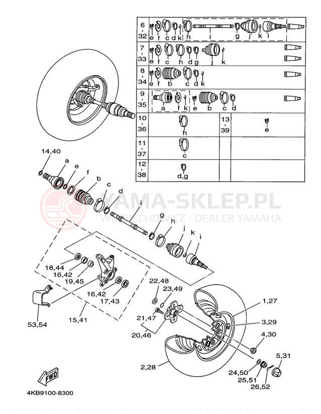 Schemat "Koło przód" do Yamaha WOLVERINE YFM35FXK