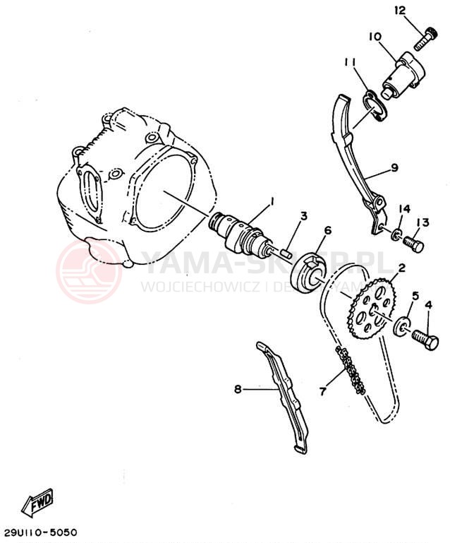 Schemat "Rozrząd - łańcuszek" do Yamaha YFB250FWF