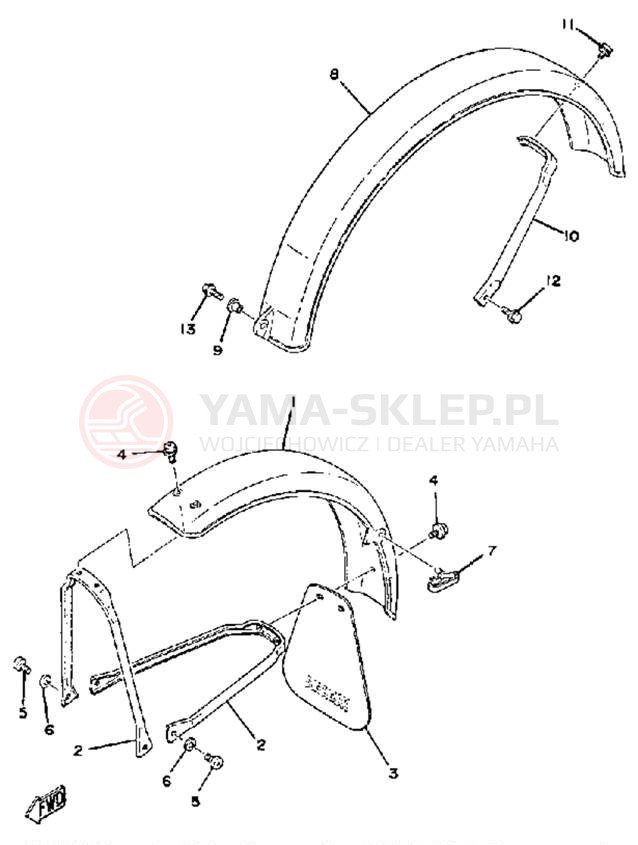 Schemat "Błotniki przód i tył" do Yamaha QT502G/QT50