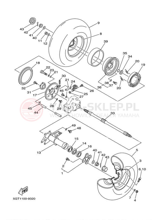 Schemat "Koło tył" do Yamaha GRIZZLY YFM600FMC/YFM600FM