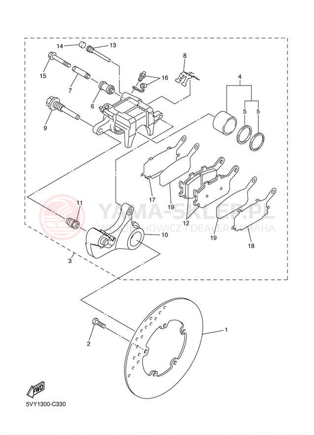 Schemat "Zacisk hamulcowy tylny" do Yamaha YZF-R1 YZFR1TC/YZFR1T