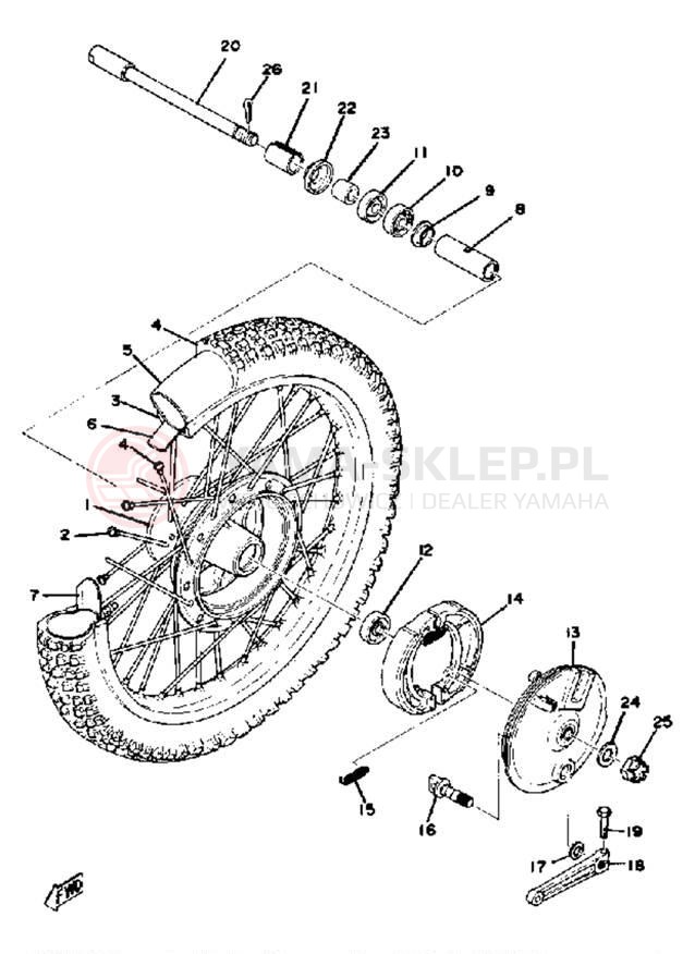 Schemat "Koło przód" do Yamaha YZ100E