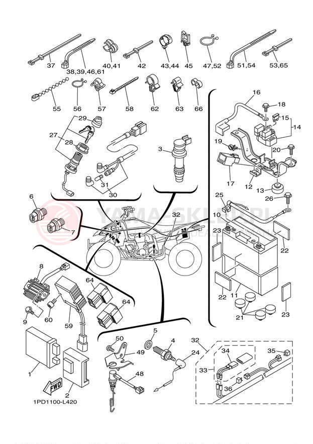Schemat "układ elektryczny" do Yamaha YFZ450 YFZ45BB/YFZ45BW