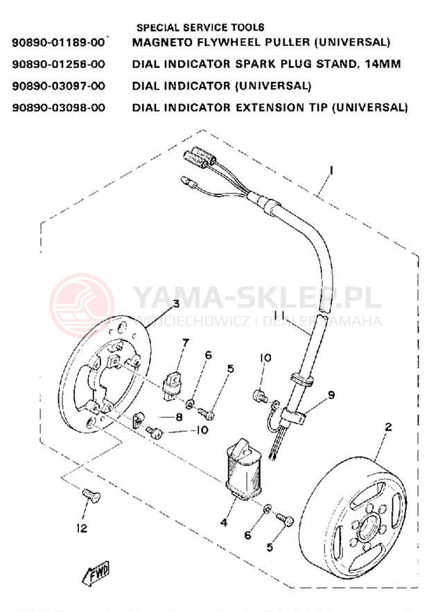 Schemat "Moduł zapłonowy - cewka" do Yamaha MX175F