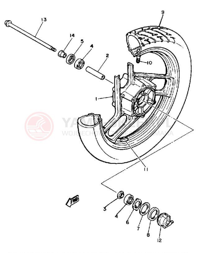 Schemat "Koło przód" do Yamaha SRX600S/SRX600SC