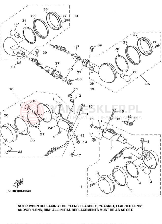 Schemat "kierunkowskazy" do Yamaha V-STAR CUSTOM XVS650RC/XVS650R