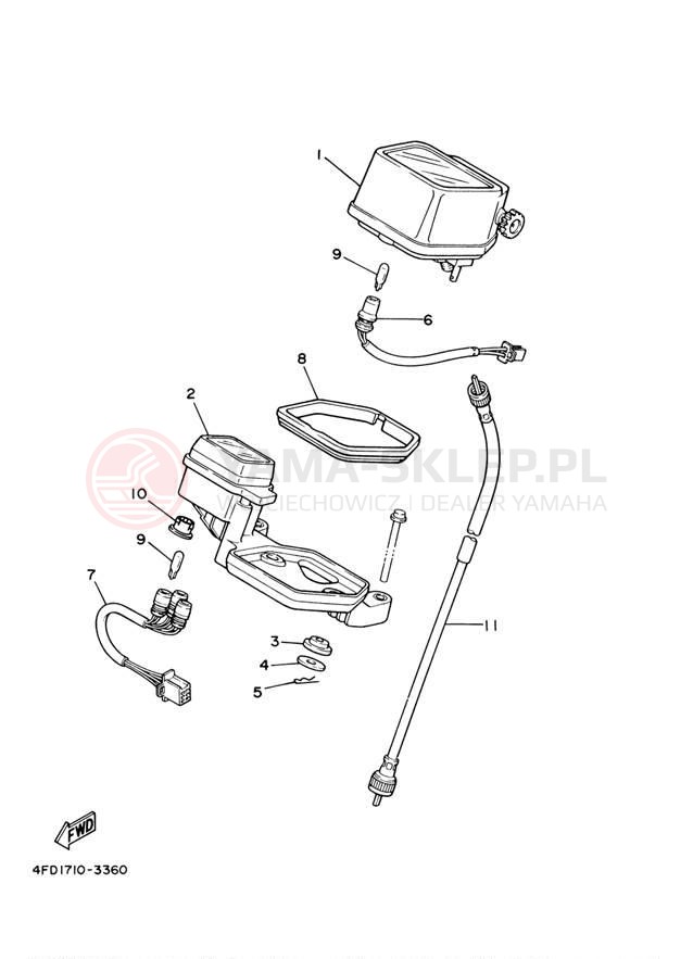 Schemat "licznik" do Yamaha XT225 XT225RC/XT225R