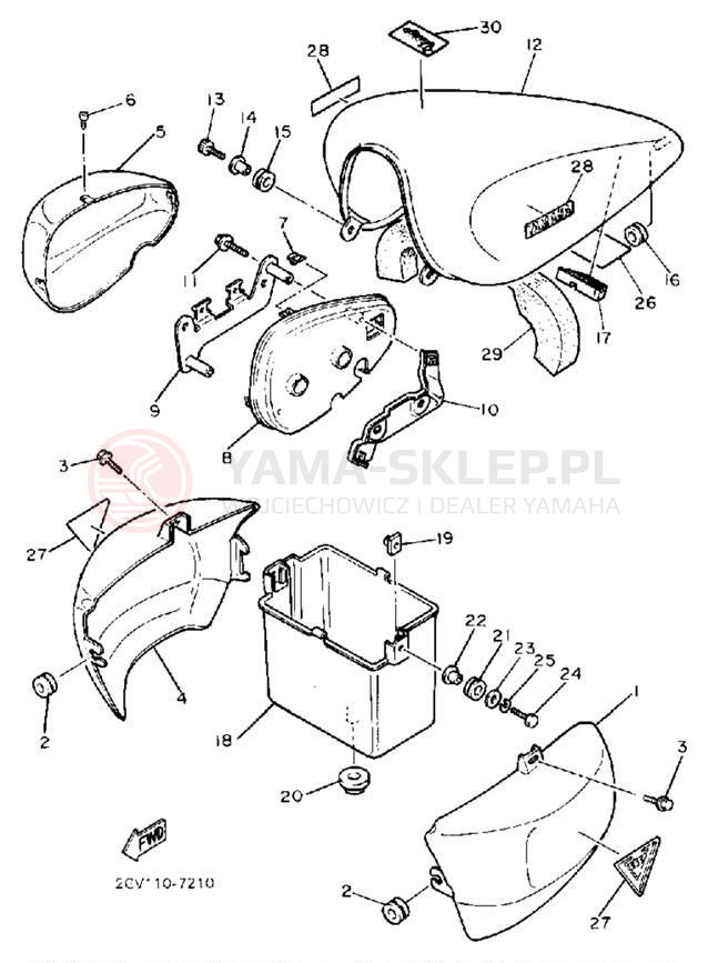 Schemat "Pokrywa boczna" do Yamaha VIRAGO 535 XV535U