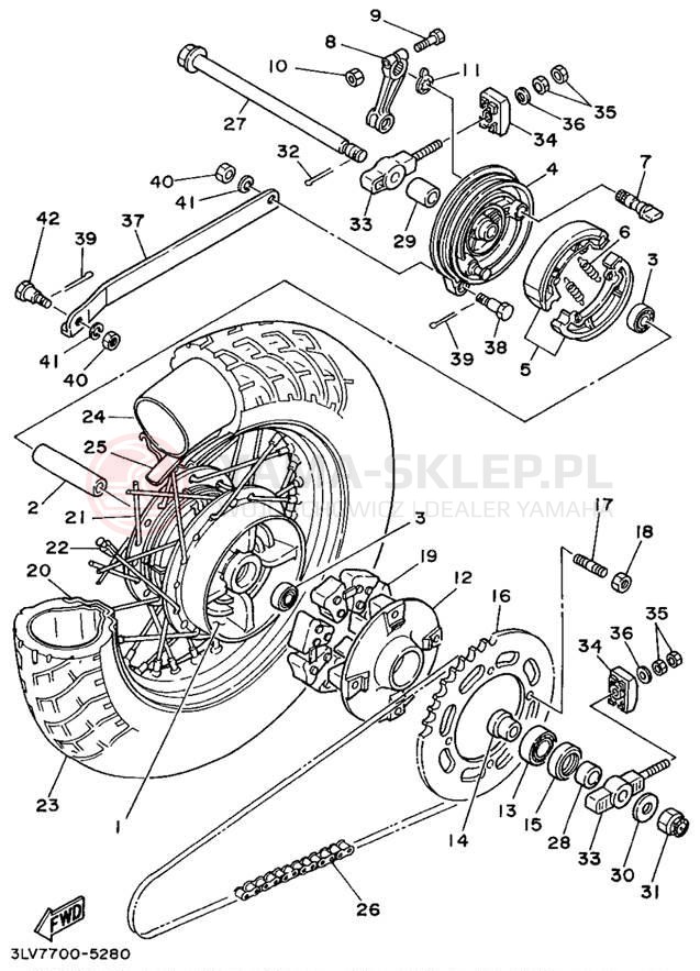 Schemat "Koło tył" do Yamaha VIRAGO 250 XV250G/XV250GC
