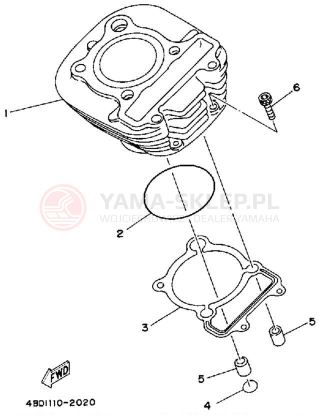Schemat "cylinder" do Yamaha TIMBERWOLF 2WD YFB250D