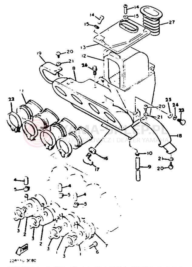 Schemat "Filtr powietrza" do Yamaha XJ750J