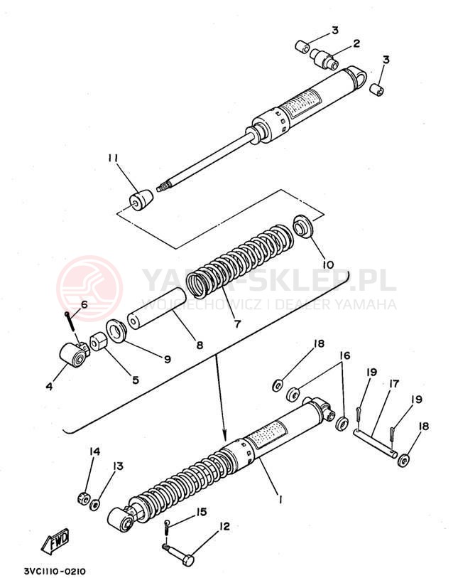 Schemat "zawieszenie tył" do Yamaha RT180K