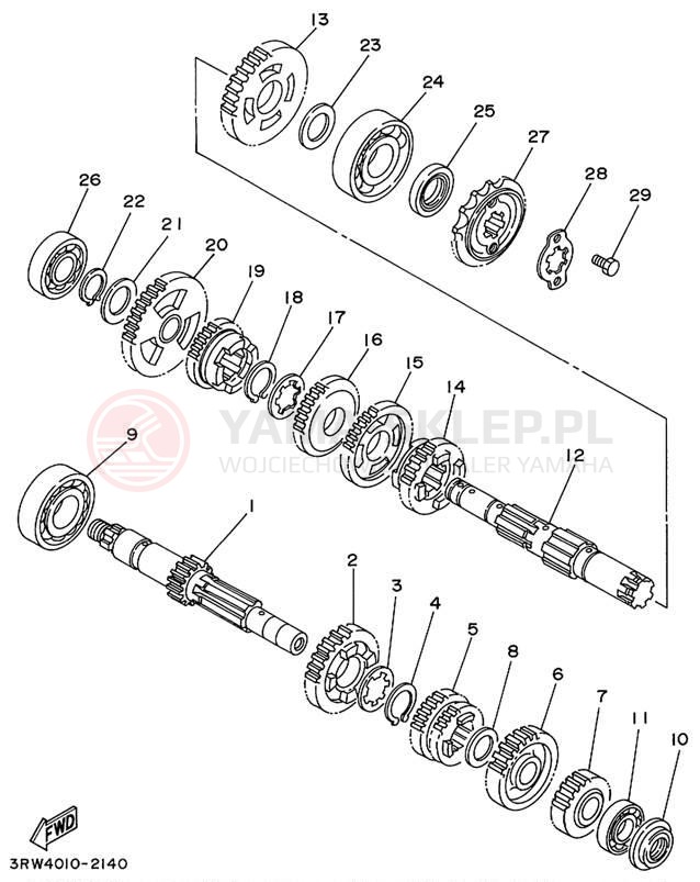 Schemat "Skrzynia biegów " do Yamaha TTR225 TTR225L/TTR225LC