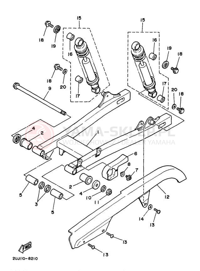 Schemat "wahacz, zawieszenie tył" do Yamaha VIRAGO 250 XV250JC/XV250J