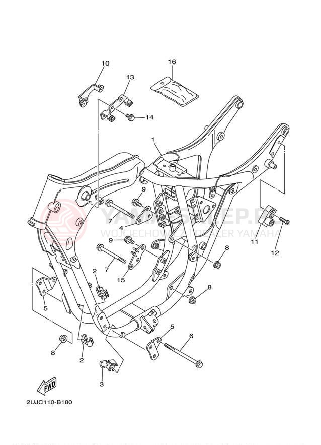 Schemat "rama" do Yamaha VIRAGO 250 XV250SC/XV250S