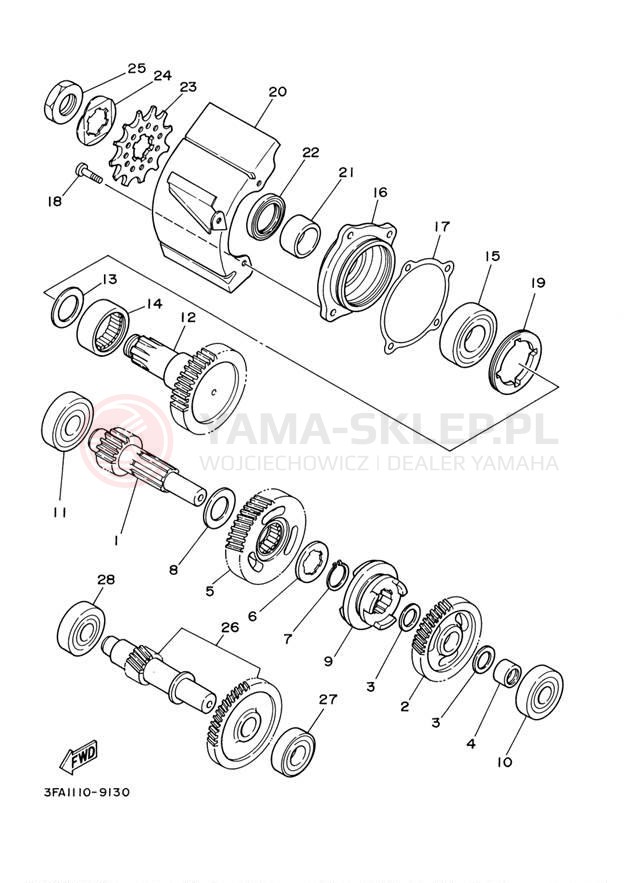 Schemat "Skrzynia biegów " do Yamaha GRIZZLY 125 YFM125GBL