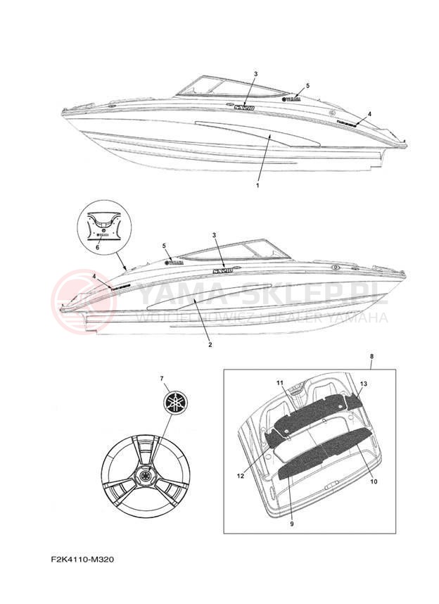 Schemat "naklejki" do Yamaha SX210 LAT1100BM