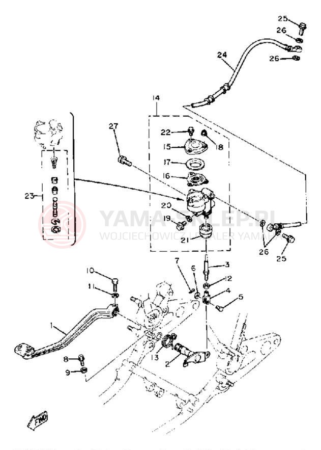 Schemat "Pompa hamulcowa tył" do Yamaha XS850LH
