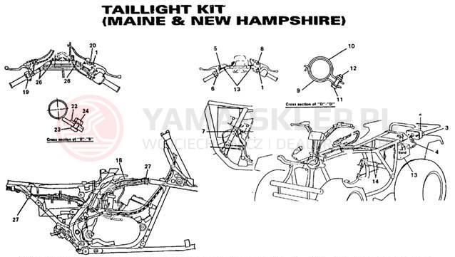 Schemat "Oświetlenie tył" do Yamaha BANSHEE YFZ350D_MN