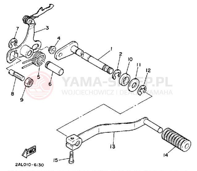 Schemat "Dźwignia zmiany biegów, wałek" do Yamaha YSR50A