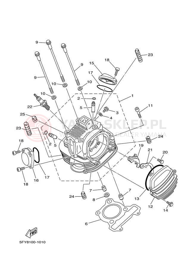 Schemat "głowica" do Yamaha TW200 TW200T1C/TW200T1