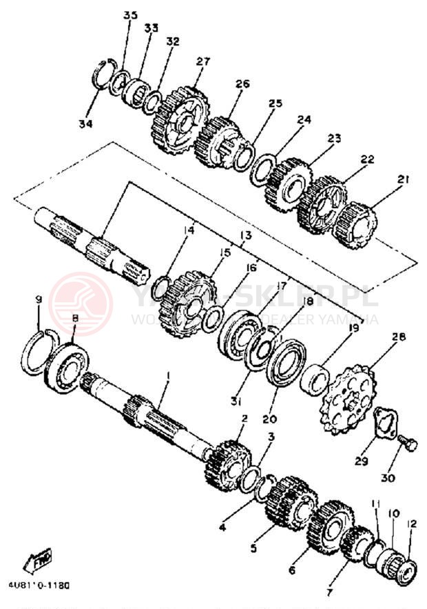 Schemat "Skrzynia biegów " do Yamaha XJ550RK