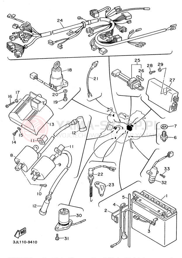 Schemat "układ elektryczny" do Yamaha VIRAGO 750 XV750HC1/XV750H1