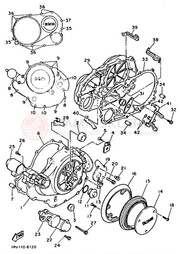 Schemat "Pokrywa silnika" do Yamaha VIRAGO 750 XV750B/XV750BC