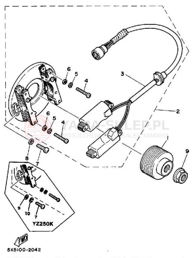 Schemat "prądnica" do Yamaha YZ250L