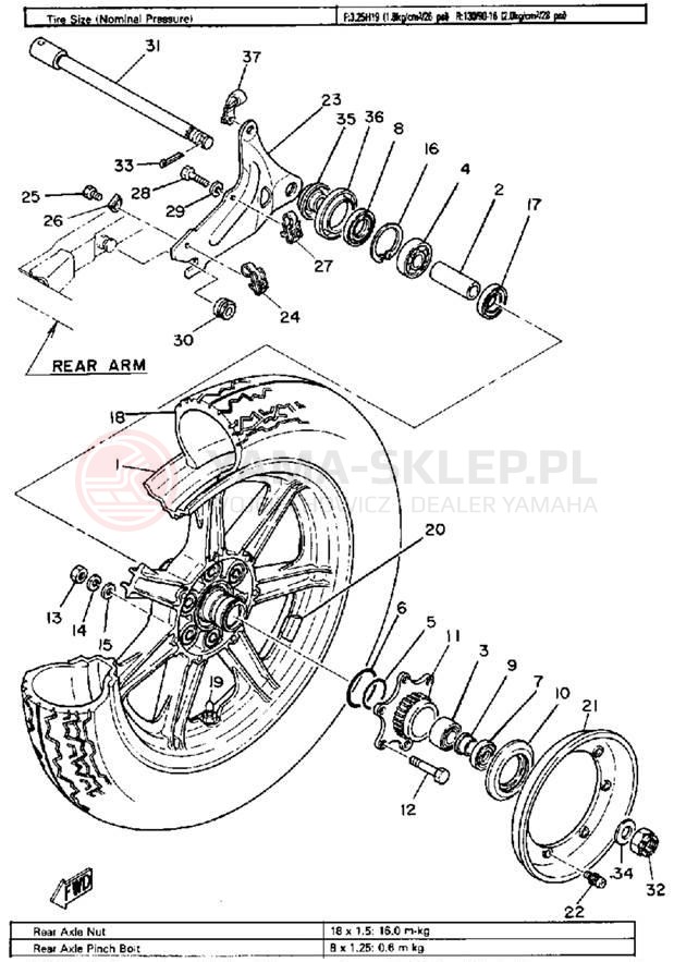 Schemat "Koło tył" do Yamaha XS850SG
