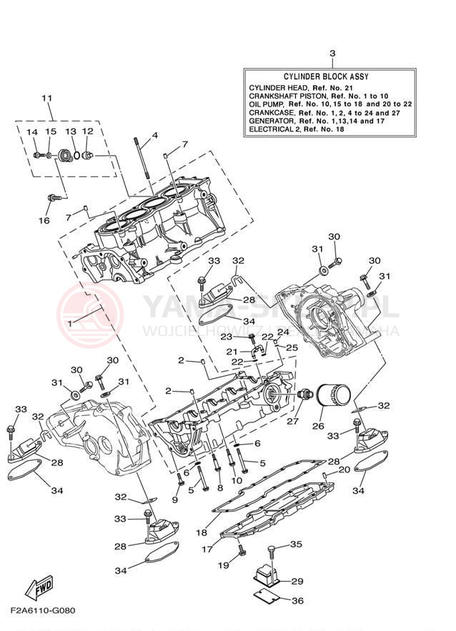 Schemat "Obudowa silnika" do Yamaha 212SS FAT1100BG
