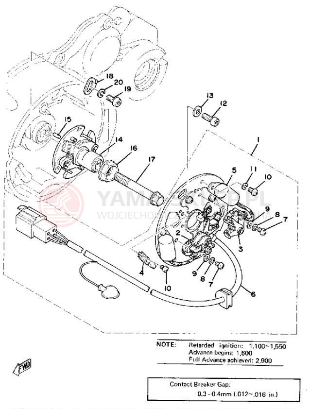 Schemat "Czujnik hamulca" do Yamaha XS750-2D/XS750D