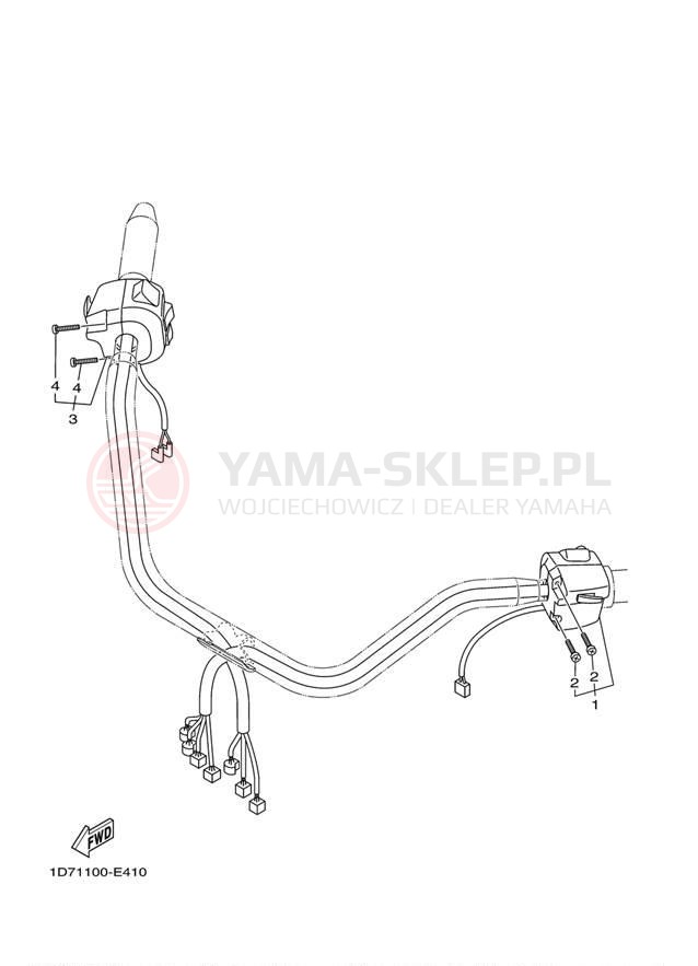 Schemat "Kierownica i osprzęt" do Yamaha ROADLINER S XV19SV/XV19SVC