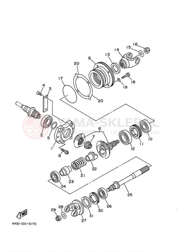 Schemat "Przeniesienie napędu" do Yamaha WOLVERINE YFM350FXM/YFM350FXMC