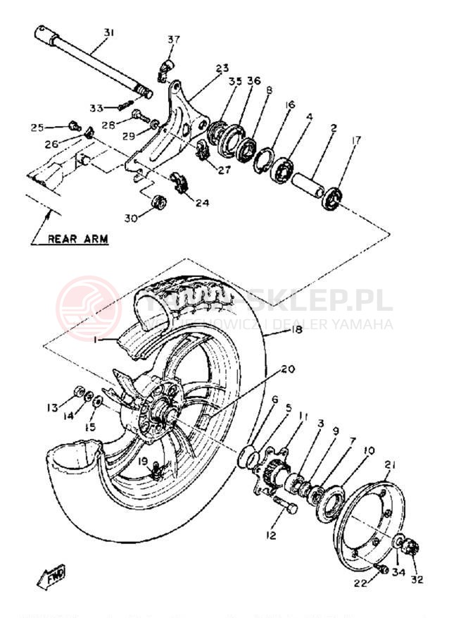 Schemat "Koło tył" do Yamaha XS850LH