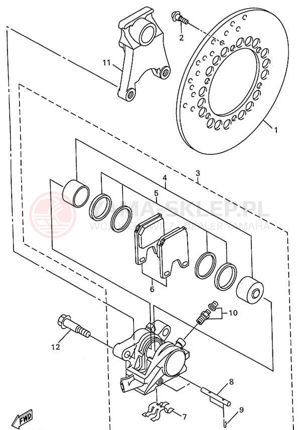Schemat "Zacisk hamulcowy tylny" do Yamaha R1 YZFR1L/YZFR1LC