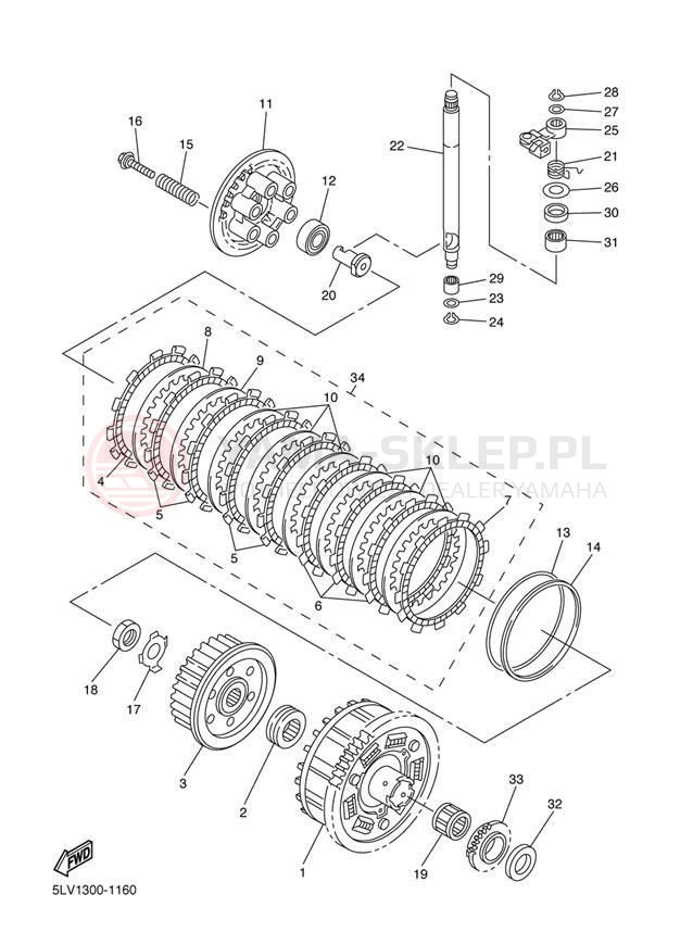 Schemat "sprzęgło" do Yamaha FZ1 FZS1000P/FZS1000PC