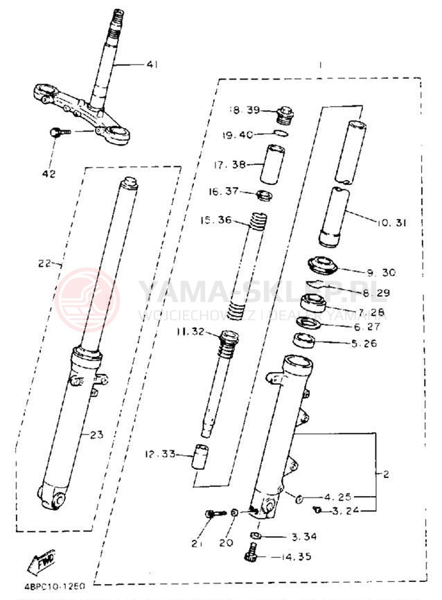 Schemat "Amortyzatory przód" do Yamaha SECA II XJ600SE/XJ600SEC