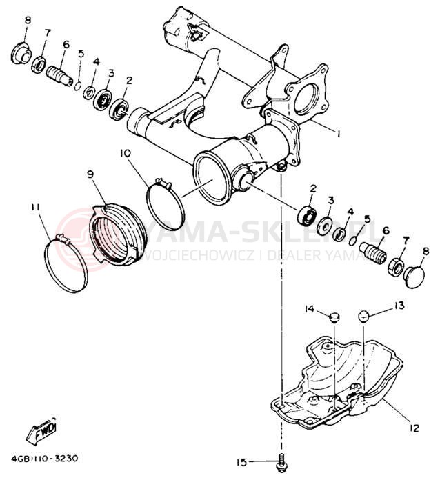 Schemat "wahacz" do Yamaha KODIAK 4WD YFM400FWE_