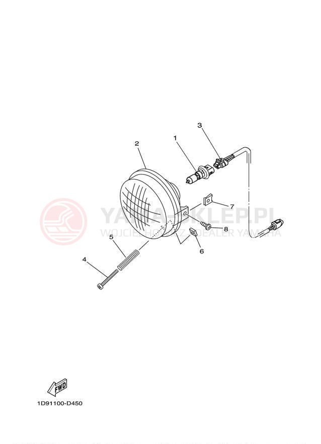 Schemat "Lampa przód" do Yamaha KODIAK 400 4WD HUNTER YFM4FAHT